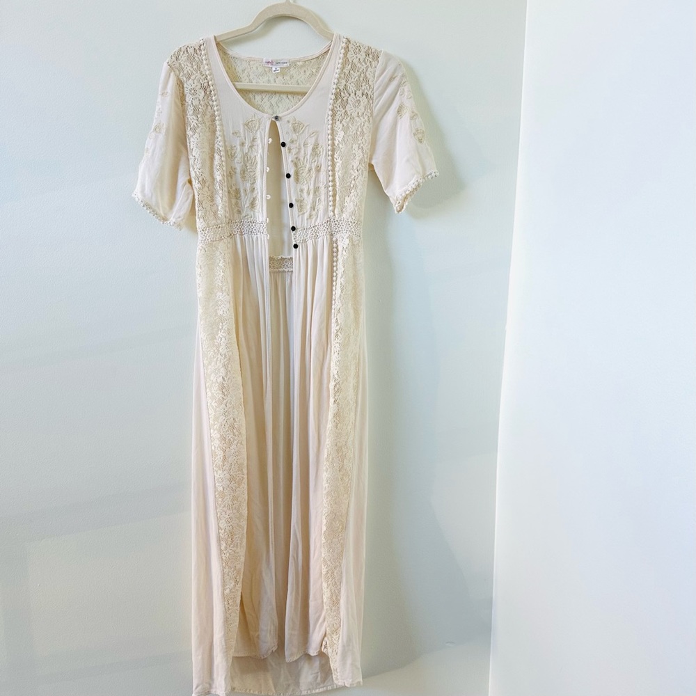 Coco + Jameson Cream Boho Duster Size Small - image 1